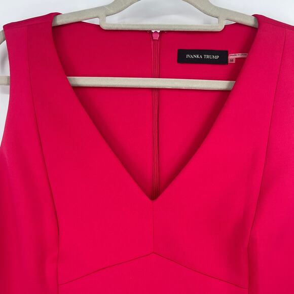 Ivanka Trump Dress Sz 16 Hot Pink Studded Box Pleats Officewear Elegant Modern - Picture 5 of 13